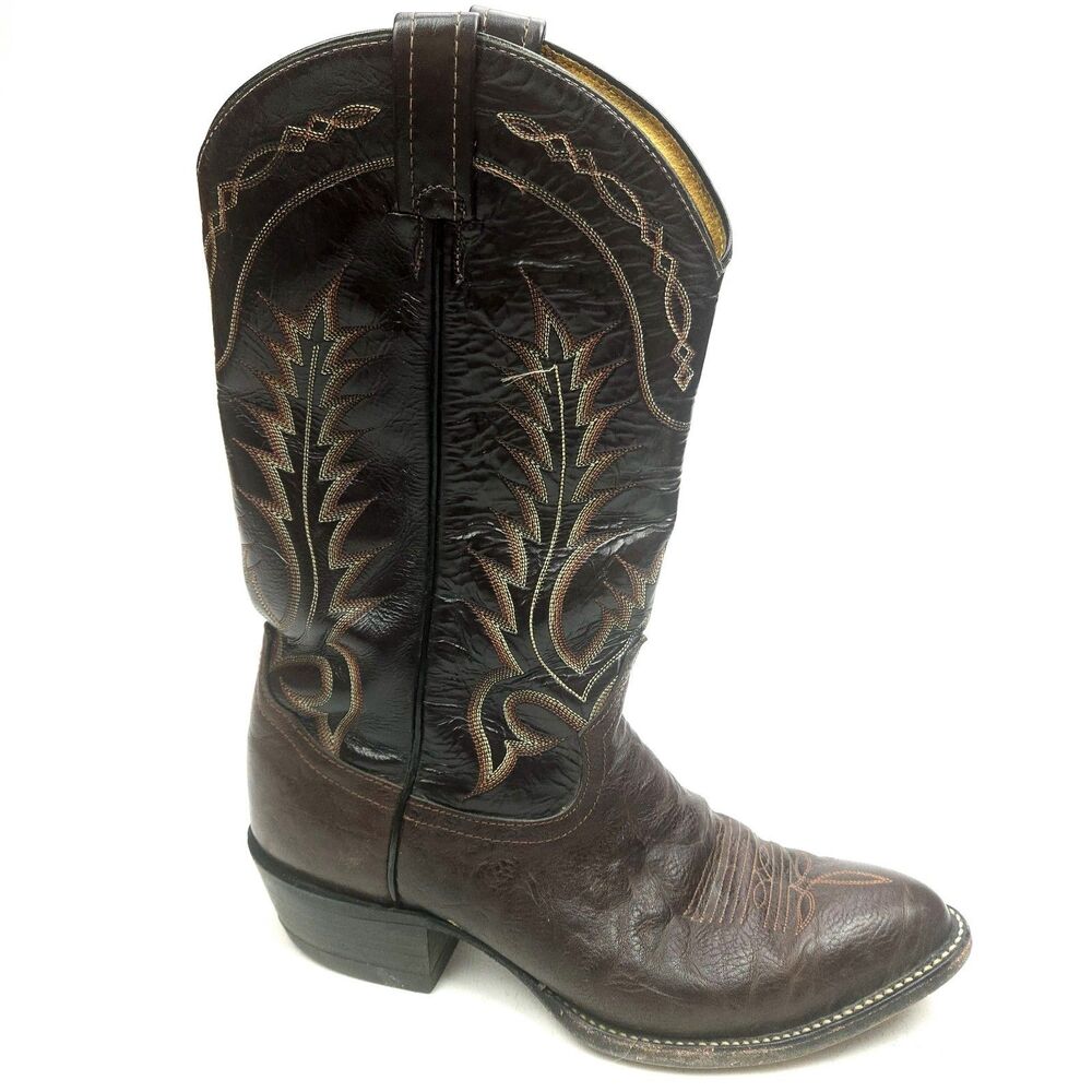 Vintage Tony Lama 6703 Men's 10 D Cowboy Western Boots Brown Black Leather